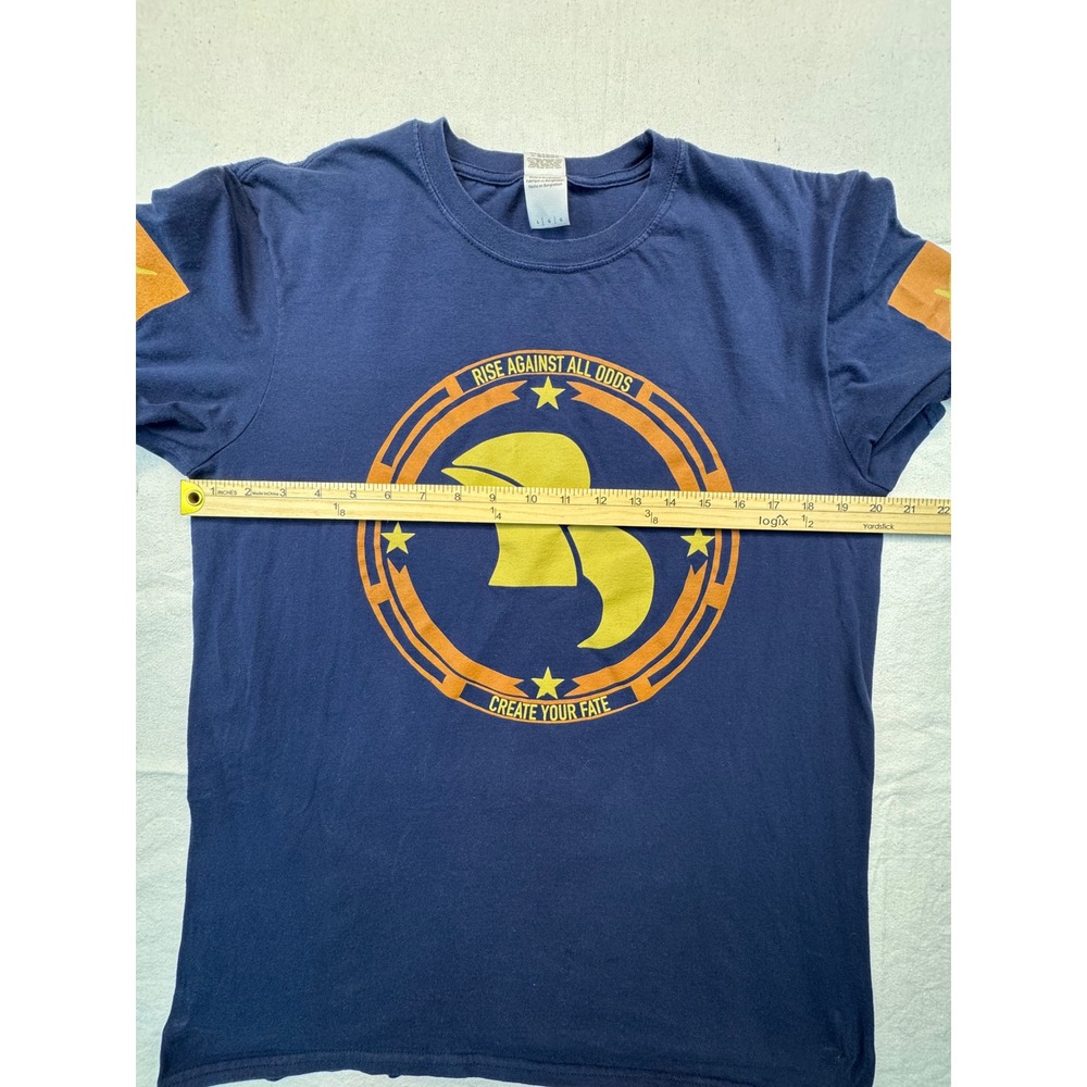 Gildan Graphic T-Shirt Mens Large Blue Rise Against All Odds Cotton - Picture 5 of 9